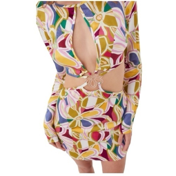 For Love & Lemons Colorful Thora Long Sleeve Mini Dress US XS - Picture 12 of 12